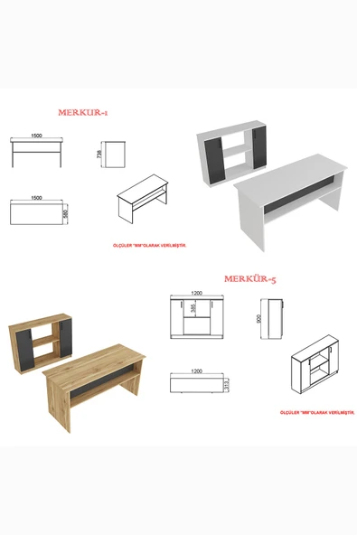 Kalender Dekor Merkür-1-5 Ofis Büro Masası Takımı - Resim 6