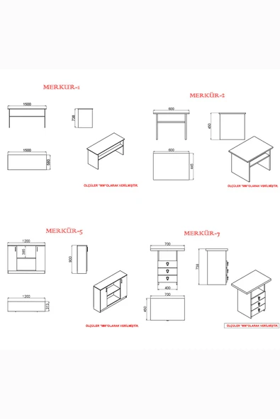Kalender Dekor Merkür-1-2-5-7 Ofis Büro Masası Takımı - Resim 6