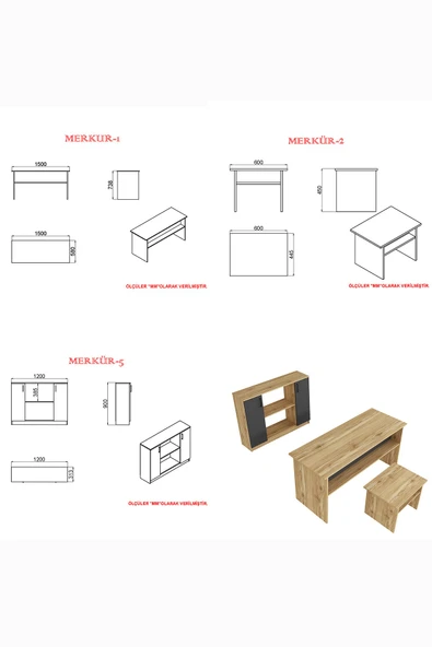 Kalender Dekor Merkür-1-2-5 Ofis Büro Masası Takımı - Resim 6