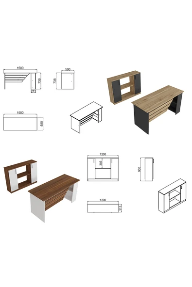 Kalender Dekor Steen-1-4 Ofis Büro Masası Takımı - Resim 6