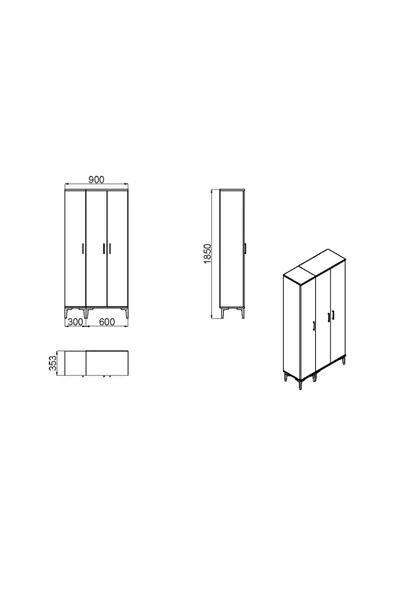 Kalender Dekor ALBA-1-2 PORTMANTO VESTİYER AYAKKABILIK - Resim 5