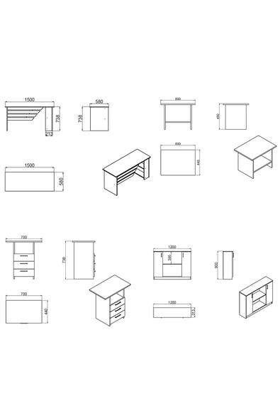 Kalender Dekor Steen-1-2-3-4 Ofis Büro Masası Takımı - Resim 6