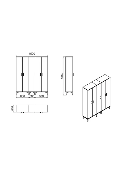 Kalender Dekor ALBA-1-2-3 PORTMANTO VESTİYER AYAKKABILIK - Resim 5