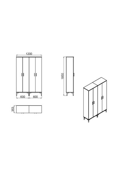Kalender Dekor ALBA-1-3 PORTMANTO VESTİYER AYAKKABILIK - Resim 5