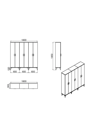 Kalender Dekor ALBA-1-3-3 PORTMANTO VESTİYER AYAKKABILIK - Resim 5