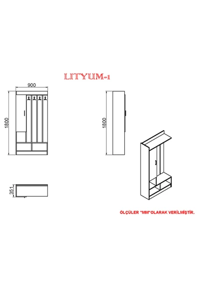 Kalender Dekor Lityum-1 Portmanto Vestiyer Ayakkabılık - Resim 5