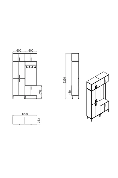 Kalender Dekor ROSE-1-4-5-5 PORTMANTO VESTİYER AYAKKABILIK - Resim 5