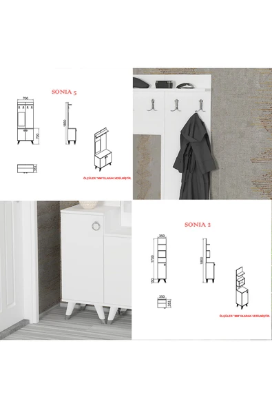 Kalender Dekor Sonia-5-2 Sn02 Ayakkabılık Vestiyer Portmanto - Resim 5