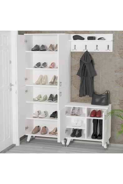 Kalender Dekor Sonia-1-4 Sn01 Ayakkabılık Vestiyer Portmanto - Resim 2