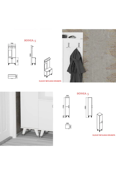 Kalender Dekor Sonia-5-3 Sn02 Ayakkabılık Vestiyer Portmanto - Resim 5