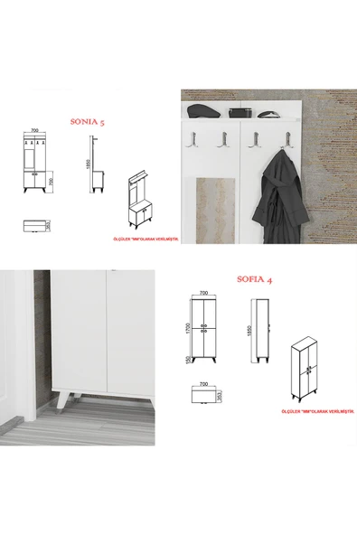 Kalender Dekor Sonia-5-4 Sn01 Ayakkabılık Vestiyer Portmanto - Resim 5