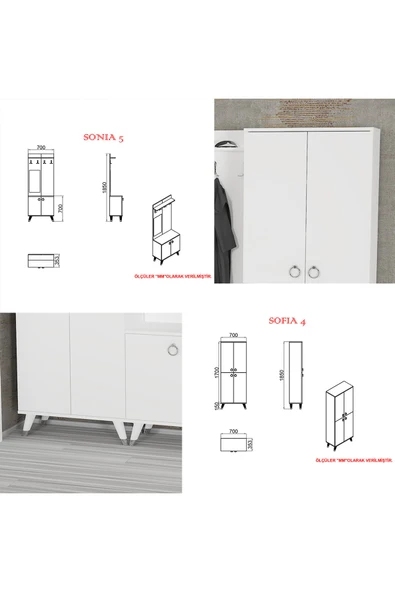 Kalender Dekor Sonia-5-4-4 Sn04 Ayakkabılık Vestiyer Portmanto - Resim 5