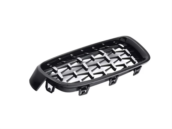 Bmw 3 Uyumlu Serisi F30 2012-2018 Böbrek Diamond Panjur Piano Black- - Resim 3