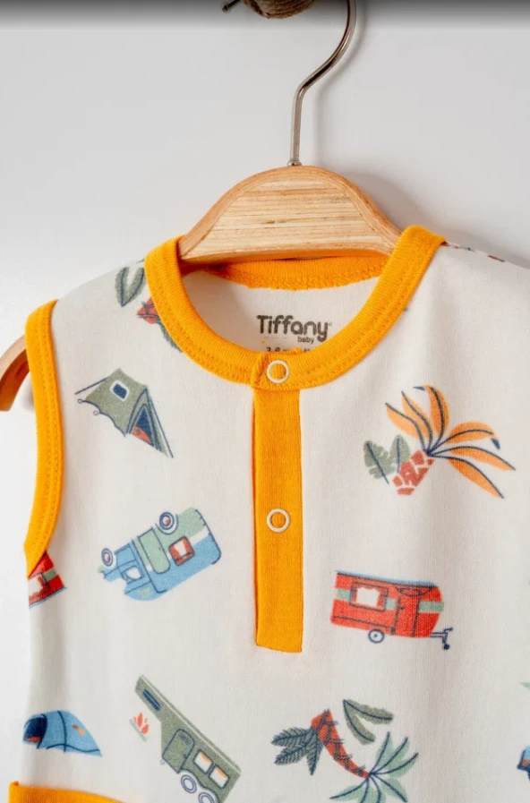 uğurböceğiçocuk Tiffany Baby Caravan Theme Bebek Atlet Tulum 12089 - 4