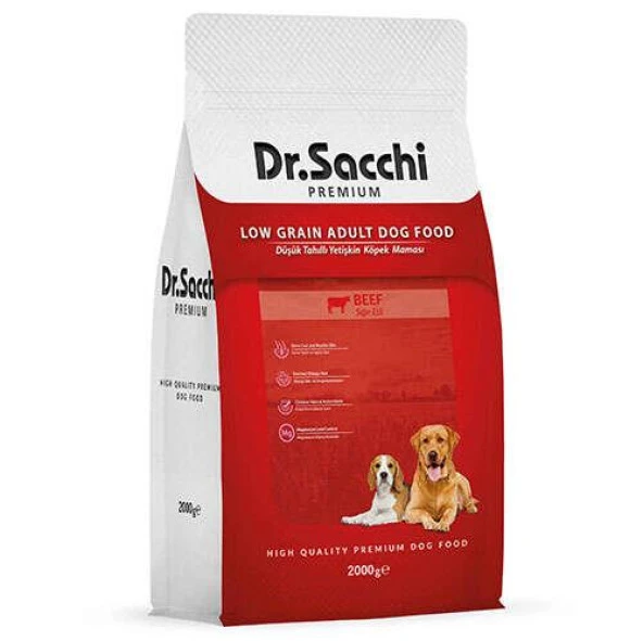 Dr.sacchi Premium Düşük Tahıllı Sığır Etli Yetişkin Köpek Maması 2 Kg