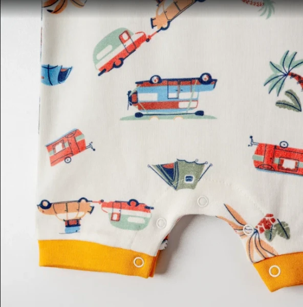 uğurböceğiçocuk Tiffany Baby Caravan Theme Yarım Kol Kısa Bebek Tulumu 12026 - 5