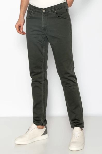 Erkek Taş Yıkama Likralı Örme Kumaş Rahat Şık Streç Kot Pantolon - 8