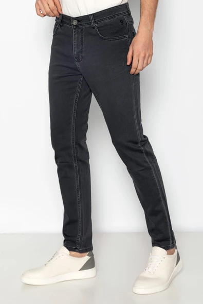 Erkek Taş Yıkama Likralı Örme Kumaş Rahat Şık Streç Kot Pantolon - 12