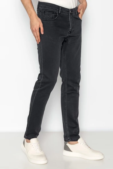 Erkek Taş Yıkama Likralı Örme Kumaş Rahat Şık Streç Kot Pantolon - 11