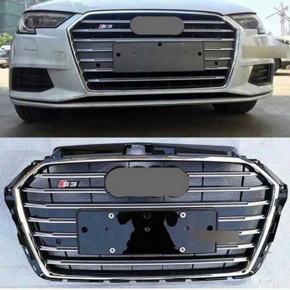 Audi A3 Uyumlu 2016-2020 Panjur S3 Siyah-Krom - 1