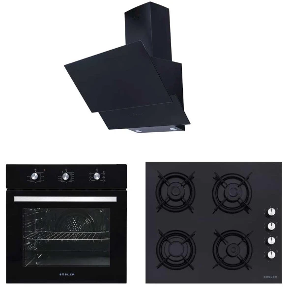 Süsler 3lü Siyah Cam Ankastre Set Turbolu 3314 Davlumbaz - 2314 Ocak - 1311 Fırın