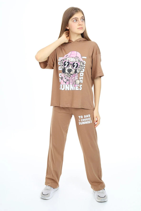 Kız Çocuk Kapüşonlu Yazlık Takım 9-14 Yaş LX301 - 8