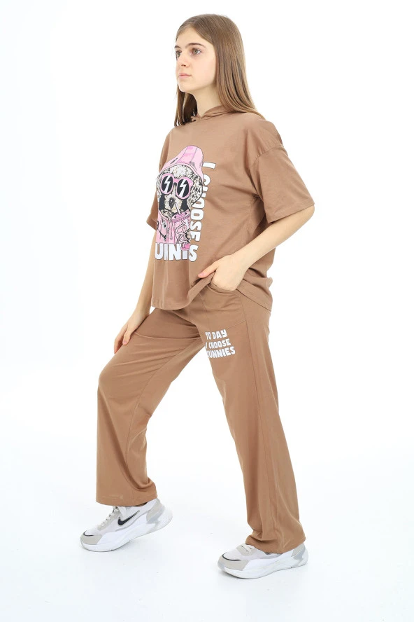 Kız Çocuk Kapüşonlu Yazlık Takım 9-14 Yaş LX301 - 10