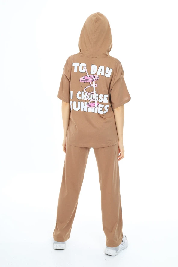 Kız Çocuk Kapüşonlu Yazlık Takım 9-14 Yaş LX301 - 11