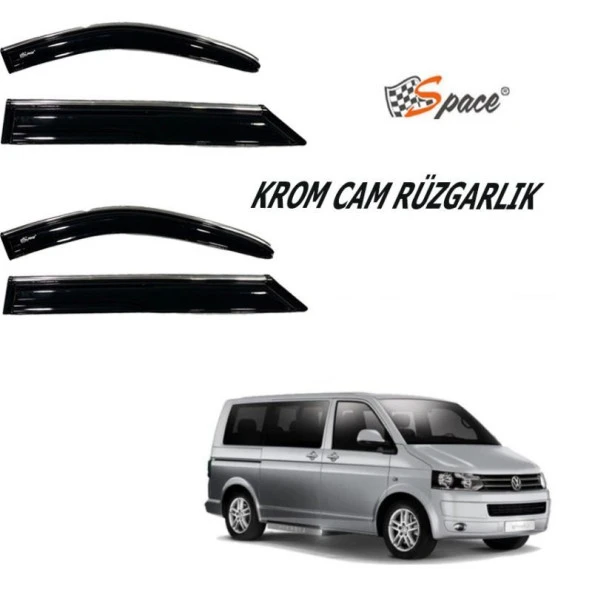 Krom Cam Uyumlu Rüzgarlığı 1,2Mm Volkswagen Transporter T5-2008 2Li / Caru461