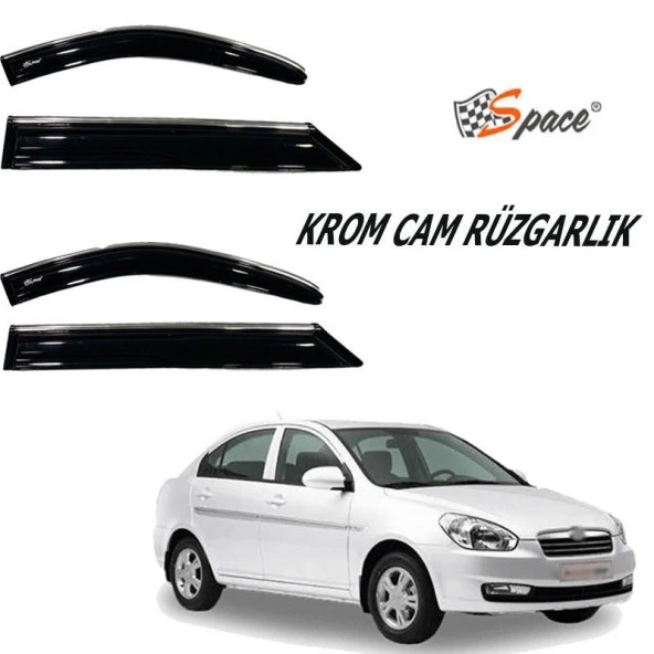 Krom Cam Uyumlu Rüzgarlığı 1.2Mm Hyundai Accent Era -2006 4Lü / Caru431