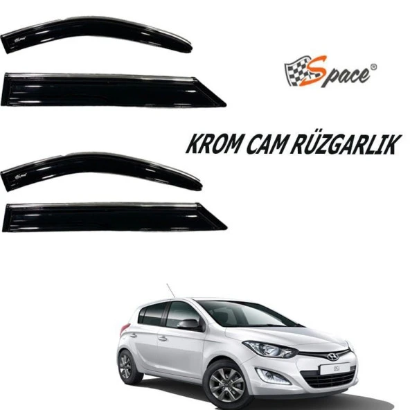 Krom Cam Uyumlu Rüzgarlığı 1,2Mm Hyundai İ20 2014 4Lü / Caru437