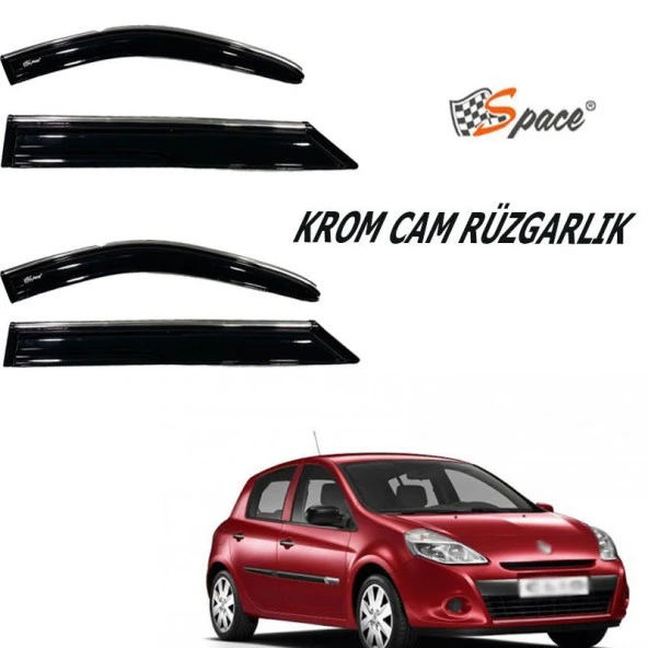 Krom Cam Uyumlu Rüzgarlığı Renault Clio D 2010-2011 / Caru407