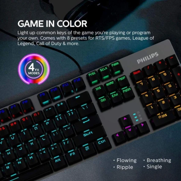 Philips Spk8404  Mekanik Gaming Oyuncu Klavyesi Rgb Led