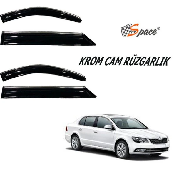 Krom Cam Uyumlu Rüzgarlığı Skoda Superb 2013-2015/ Caru420