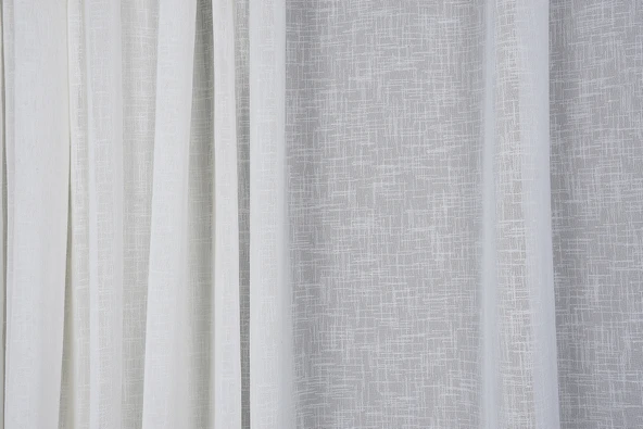 KETEN 1525 MODEL KREM RENK TEK KANAT Hazır dikilmiş Pileli Fon Perde 300*260 cm - Resim 2