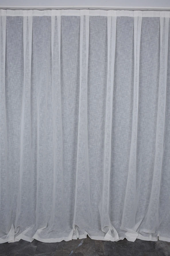 KETEN 1525 MODEL KREM RENK TEK KANAT Hazır dikilmiş Pileli Fon Perde 300*260 cm ürün görseli