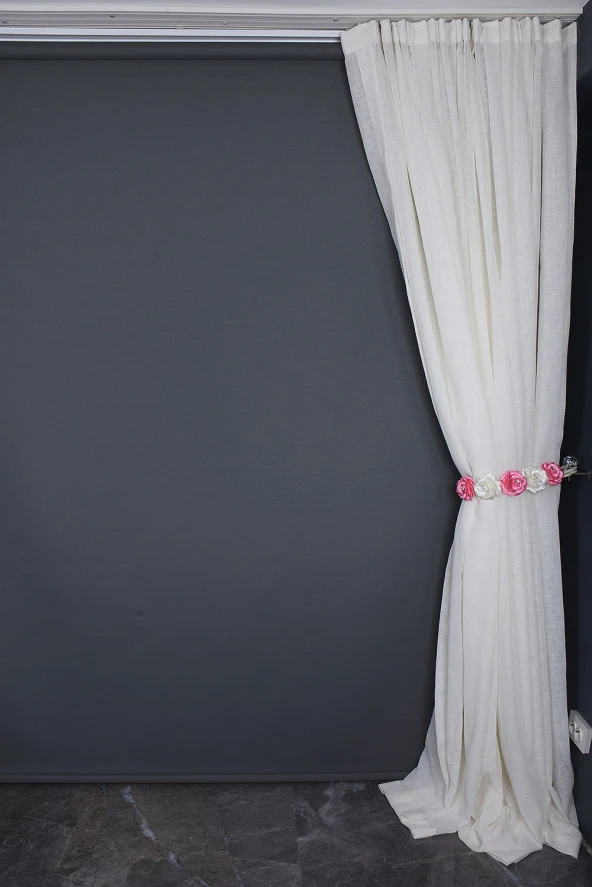 KETEN 1525 MODEL KREM RENK TEK KANAT Hazır dikilmiş Pileli Fon Perde 300*260 cm - Resim 9