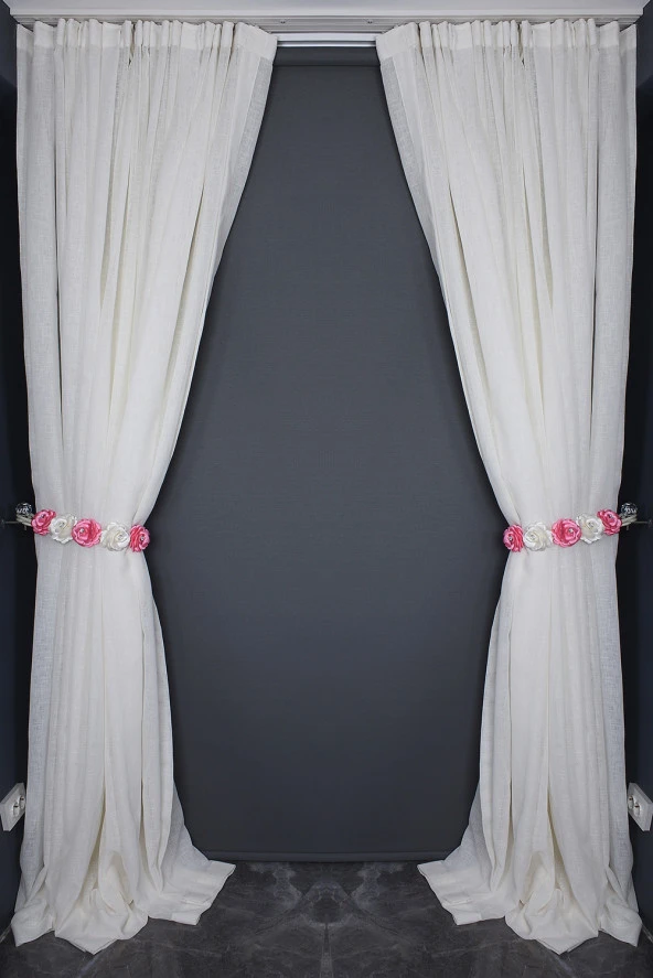 KETEN 1525 MODEL KREM RENK TEK KANAT Hazır dikilmiş Pileli Fon Perde 300*260 cm - Resim 10