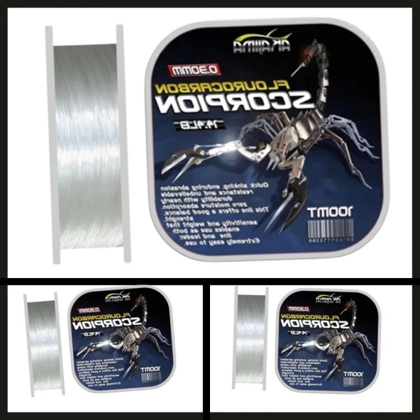 Uyguna-Yakala 100 Mt 0.40 Mm Akajima Scorpion Fluorocarbon Misina-PO.231 - Resim 2