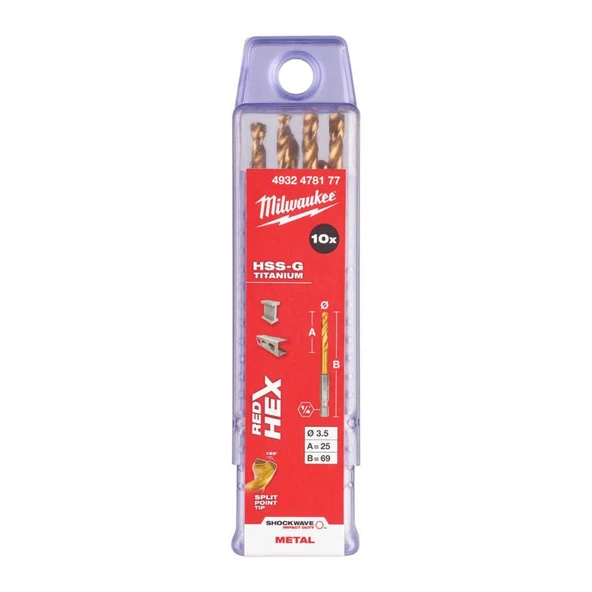 Milwaukee HSS-G Krom Matkap Ucu 10'lu  2,5x57mm - 10lu
