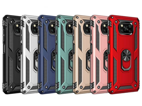 Xiaomi Poco X3 Kılıf Yüzüklü Zırh Tank Vega