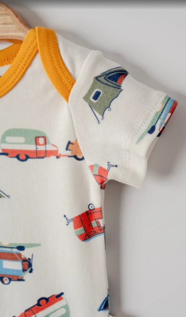 uğurböceğiçocuk Tiffany Baby Caravan Theme Yarım Kol Bebek Body 12008 - 5