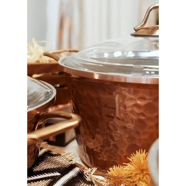 Brioni Copper 7 Parça Tencere Seti - Bakır - 3