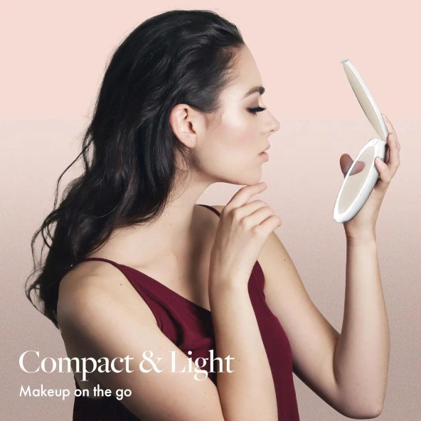 Valkyrie 1X 5X LED Işıklı Makyaj Aynası - Cep Çanta Cüzdan Aynası - 6