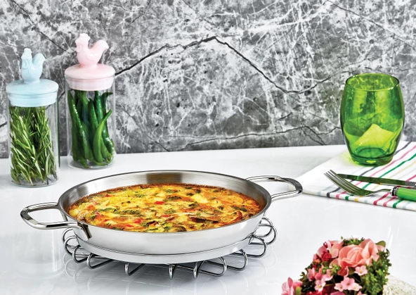 Safinox Paslanmaz Çelik İtalyan Omlet Sahan 18x3.5 cm-0.8 Litre