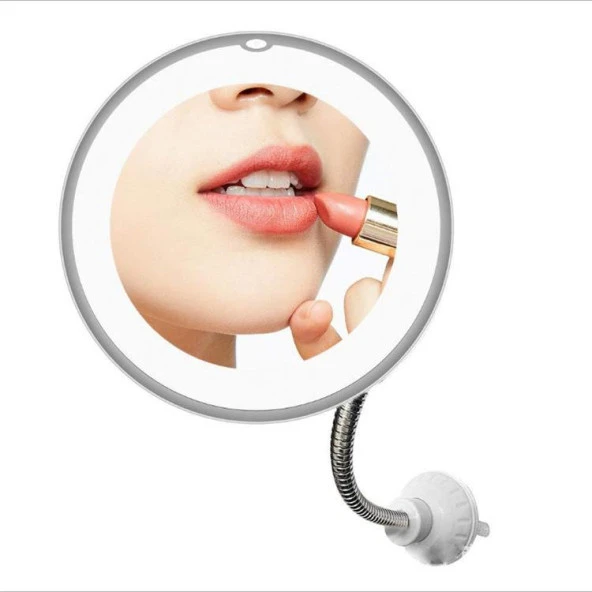 Valkyrie 10X Zoom Büyüteç LED Işıklı Esnek Makyaj Kişisel Bakım Aynası - Güçlü Vantuzlu Kavrama - 360 Flex Bağlantı - 4