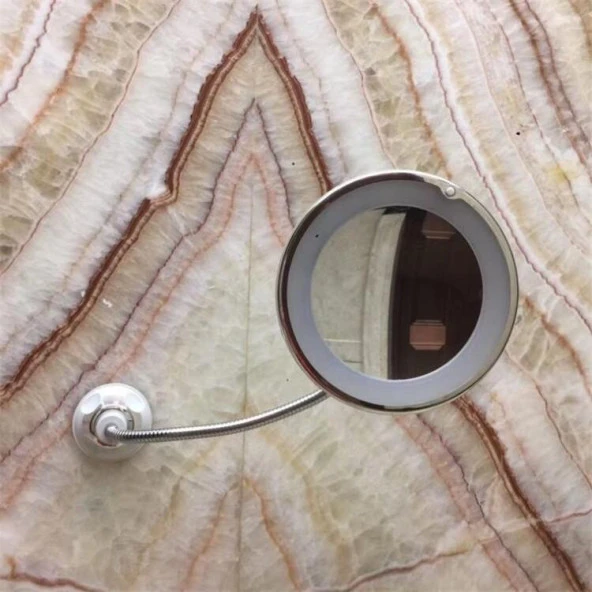 Valkyrie 10X Zoom Büyüteç LED Işıklı Esnek Makyaj Kişisel Bakım Aynası - Güçlü Vantuzlu Kavrama - 360 Flex Bağlantı - 10