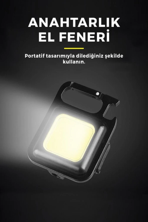 3 Adet LED Mini Anahtarlık Fener Şarjlı Kamp Balıkçı Tamirci Için Çalışma Feneri Çok Fonksiyonlu Taşınabilir - 4