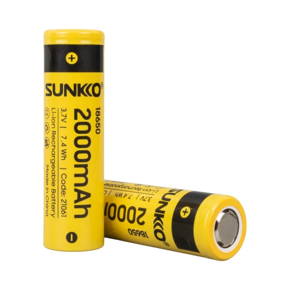 SUNKKO 3.7 VOLT 2000 MAH 18650 ŞARJ EDİLEBİLİR PİL (2Lİ PAKET FİYATI)