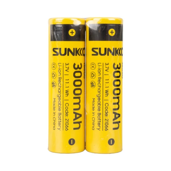 SUNKKO 3.7 VOLT 3000 MAH 18650 ŞARJ EDİLEBİLİR PİL (2Lİ PAKET FİYATI) - 2